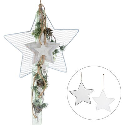 Weihnachtsdekoration, Weihnachtsstern hngend, Metall-Stern-Hnger, Stern aus Metall, Gitterstern, Stern mit Gitter, Metallstern