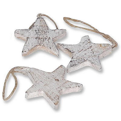 Weiß-gewaschene Holzsterne zum Hängen, Weihnachtsdeko, deko Weihnachten