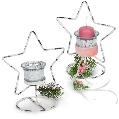 Windlicht Stern aus Metall, Teelichthalter Stern, Weihnachtshalter, Metallstern für Teelichte