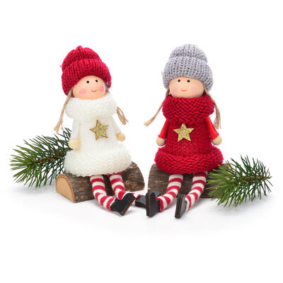 Winterkinder auf Ast, Weihnachtsdeko, Weihnachtsfiguren, Winterengel, Wintermdchen, Dekofigur Weihnachten