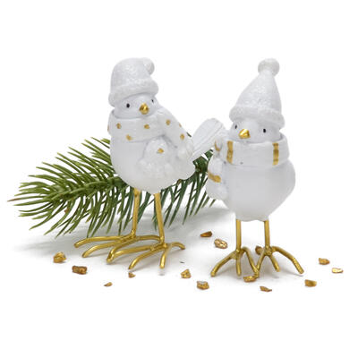 Wintervogel aus Polyresin, Deko-Vogel, Winterdeko, Vogel, Weihnachtsdeko