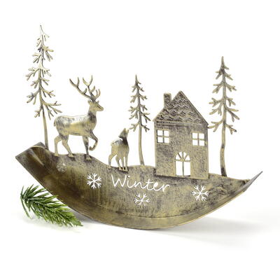 Wippe Antigone, Metallwippe, Waldszene aus Metall, Metalldeko,Winterdeko 