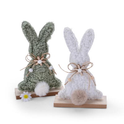 Wollfell-Hase, Filzhase, Fellhase, Dekohase, Osterhase, Osterdeko, Dekofigur Hase