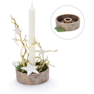 Zement-Kerzenhalterschale, Kerzenhalter aus Zement, Kerzenstnder fr Stabkerzen, Adventsschale, Kerzenhalterschale, Antikgold D