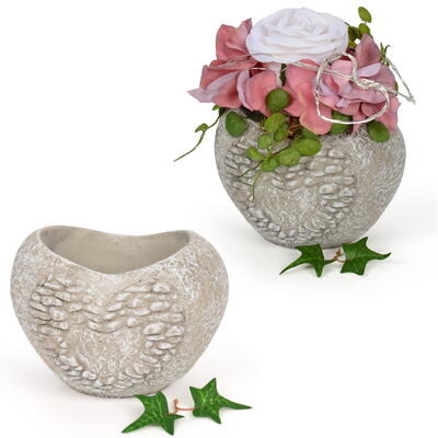 Zementtopf Herz, Pflanztopf Herz, Pflanzgef Herz, Zementherz, Herz zum Bepflanzen, Grabschmuck