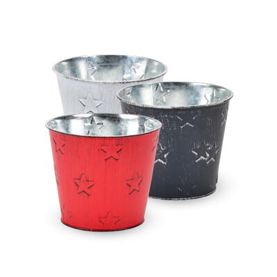 Zink-Topf, Zinkschale, Metallschale, Dekoschale, Pflanzgef��, Metall-Dekotopf, Weihnachts-Dekotopf