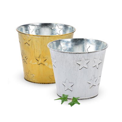 Zink-Topf, Zinkschale, Metallschale, Dekoschale, Pflanzgef, Metall-Dekotopf, Weihnachts-Dekotopf