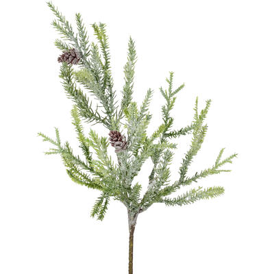 Zypressen-Zweig mit Zapfen, beglittert, Weihnachtsdeko