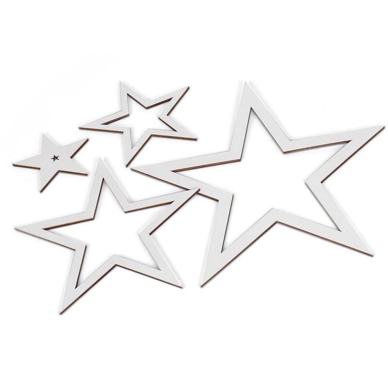 Holzsterne Set wei&szlig;, Holz-Sterne, Sterne aus Holz, Weihnachtsdeko